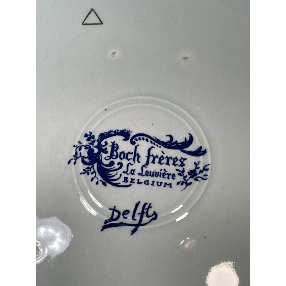 Vtg.Decorative La Louviere Boch Delft Blue Plate Woman Reading Book Wall Hanging - Picture 7 of 12